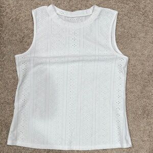 White Eyelet Sleeveless Top